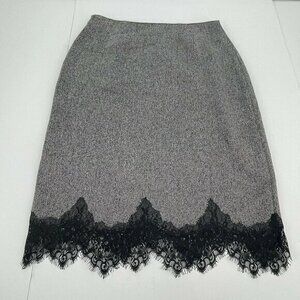 Dialogue Skirt 6 Womens Gray Black Lace Business Casual Classic Zipper Ladies
